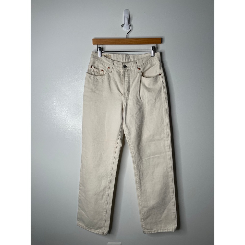 Levi's 501 90s Jeans Women 26 Cream Straight Leg Cotton Clean Girl Old Money - Picture 2 of 14